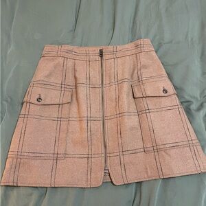 Madewell Camel Windowpane Mini Skirt with Pockets Size 10 Curvy